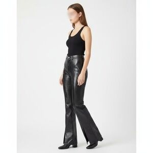 PRETTYLITTLETHING‎ Womens Pants Size 4 Black Flared High Rise Snakeskin Edgy